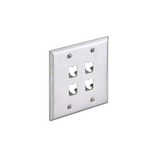 Panduit CFP4S-2GY Mini-Com Double Gang Stainless Steel 4-Port Faceplate picture