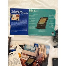 Vintage. Palm III xe organizer with Stylus, cradle to connect to computer Manual picture