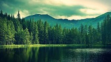 Landscape forest lake mountains nature smerczynski pond Custom Gaming Mat Desk picture