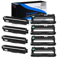 4PK DR221 Drum + 4PK TN221 Toner for Brother HL-3140CW HL-3170CDW MFC-9340CDW picture
