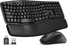SABLUTE Wireless Keyboard and Mouse Combo MA41 30dB Quiet Ergonomic Wave Keyboar picture