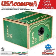 CAT6 1000ft  Solid Copper Ethernet Cable UL LISTED (WHITE) GENESIS picture