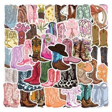 55PCS Cowboy Boots Stickers, Country Western Cowgirl Decals Multiple Colors-a picture