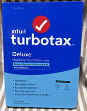 Sealed 2021 TurboTax Deluxe State + Federal Physical Disc WIN MAC Tax Software picture