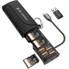 2-in-1 SD Card Reader Adapter UHS-II USB 3.1 Type C Dual Slots Black picture