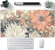 Japanese Floral Desk Mat Boho Aesthetic Flower Desk Matt for Desktop Large XXL G picture