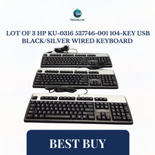 Lot of 3 HP KU-0316 537746-001 104-Key USB Black/Silver Wired Keyboard - picture