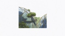 Landscape drawing watercolor architecture solarpunk Custom Gaming Mat Desk picture