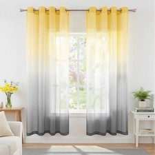  Yellow Sheer Curtains 63 Inch Length 52
