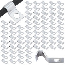 100 Pcs Silver Cable Wire Screw Clips 1/4 Inch, Zinc Plated Steel Clamp Outdoor picture