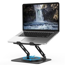 Adjustable Laptop Stand for Desk with 360 Rotating Base, Dark Black-360° picture