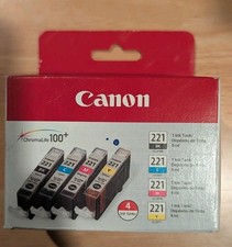 GENUINE 4-PACK CANON CLI-221 C/M/Y/BK MP980, MP560, MP620, MP640 SEALED BOX picture