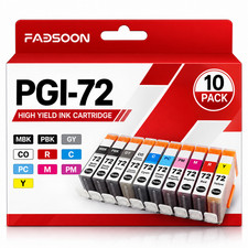 PGI-72 10PK MBK/PBK/C/M/Y/PC/PM/GY/R/CO Ink Replacement for PIXMA PRO-10 PRO-10S picture