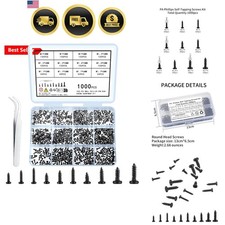 1000 Pcs Small Pan Head Screws Assortment Kit, Micro Tiny Electronic Self-Tap... picture