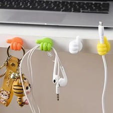 10pcs Thumb-shaped Cable Organizer Storage Clips No-drill Adhesive Hooks Plastic picture