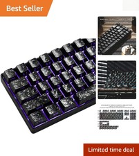XVX Black Shine Through Keycaps, Forged Carbon-Look Cherry Profile Keycap Set... picture