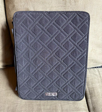 Vera Bradley Black Quilted Fabric Tablet Bag Organizer Case w/ Pockets 12x11