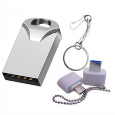 16GB Mini USB Flash Drives Memory Sticks Silver with OTG/Type-C Converter  picture
