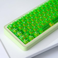 114 Keys Transparent Keycaps PC Cherry Profile Bright Green Clear Keycaps Set... picture
