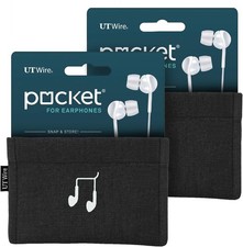 UT Wire [2-Pack Pocket Snap & Store Earphone Case Pouch, Black with Solid Grey I picture