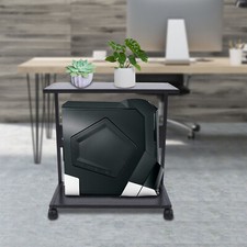 2-Tier Computer Tower Stand C-Shaped Mobile PC Tower Stand Desktop Printer Shelf picture