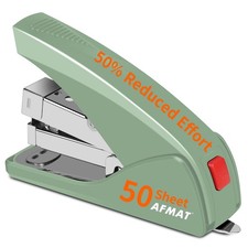 Stapler 50 Sheet Capacity Low Force One Finger Touch Green AFMAT ES10 Portable picture