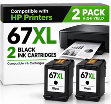 2PK 67XL Ink Cartridge Black For HP ink 67 DeskJet 2700 2755 4155 Envy 6055 6455 picture