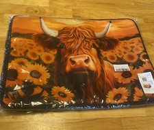 Print Computer Bag Laptop 15 Inch Highland Cattle Sunflower Oranges Brown Cow picture