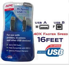APC USB 2.0 A to B Best Hi High Speed Cable For Printer Scanner PC MAC 16FT Long picture