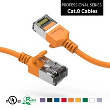 10 Pack of 0.5Ft CAT8 U/FTP Slim Ethernet Network Cable Orange 30AWG picture