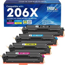 4 Colors Toner Catridge Replacement HP 206X w/chip; Black, Yellow Cyan, Magenta picture
