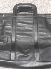 Vintage Pre Owned Soft Black Thai Leather Organizer Briefcase Bag  picture