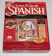 Learn To Speak Spanish 8.0 The Learning Company 4 CD-ROM Set Microphone Headset picture
