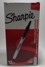 SHARPIE 32701, Retractable Permanent Markers, Fine Point, Black, 12 Count Box picture