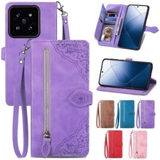 Zip Flower Leather Wallet Cover Case For Motorola G86 G85 G56 G 5G Edge 60 70 50 picture