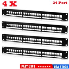 4PCS 24-Port Keystone Jack Blank Patch Panel Plate Cat5e RJ45 19
