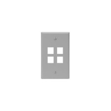 Leviton 41080-4GP Single-Gang Quickport Wallplate 4-Port Gray picture
