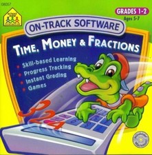 School Zone: Time, Money & Fractions PC MAC CD learn math count number home game picture