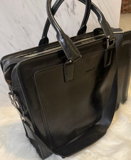 BOSTANTEN Black Leather Briefcase for 15
