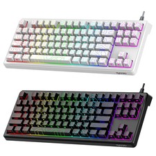 87-Key Wired Gaming Keyboard, 80%, Mechanical Feel, Rainbow RGB Backlit, TKL picture
