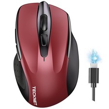 TeckNet Wireless Mouse Bluetooth 5.0 2.4G Rechargeable Silent Red TK-MS317 picture