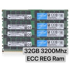 Crucial 128GB 4X32GB DDR4 3200MHz PC4-25600 ECC Registered Memory CT32G4RFD432A picture