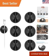 6 Elegant Self-Adhesive Cable Holders in Sleek Black – Tidy Your Space picture