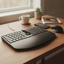 PERIDUO-606A, 3-in-1 Wireless Compact Ergonomic Keyboard with Vertical Mouse ... picture