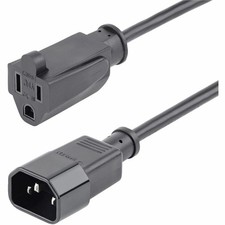 StarTech 1ft (0.3m) Power Extension Cord, IEC C14 to NEMA 5-15R, 10A 125V, picture